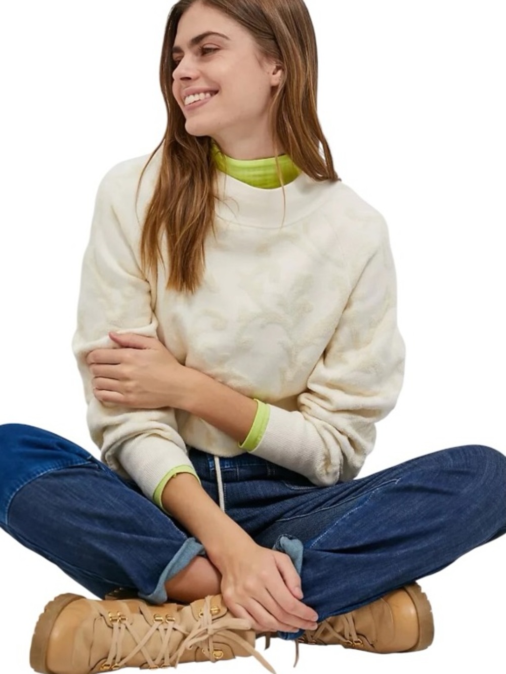 by Anthropologie 'Nina' Velvet Chenille Jacquard Mock Neck Sweater S